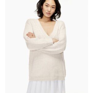Aritzia Babaton Roger Sweater 100% Merino Wool Oversized Cable Knit White XXS